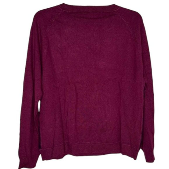 Naeem Khan Timeless Long Sleeve Sweater w/ Pyramid Studs & Mesh - Maroon - XL - Picture 4 of 7